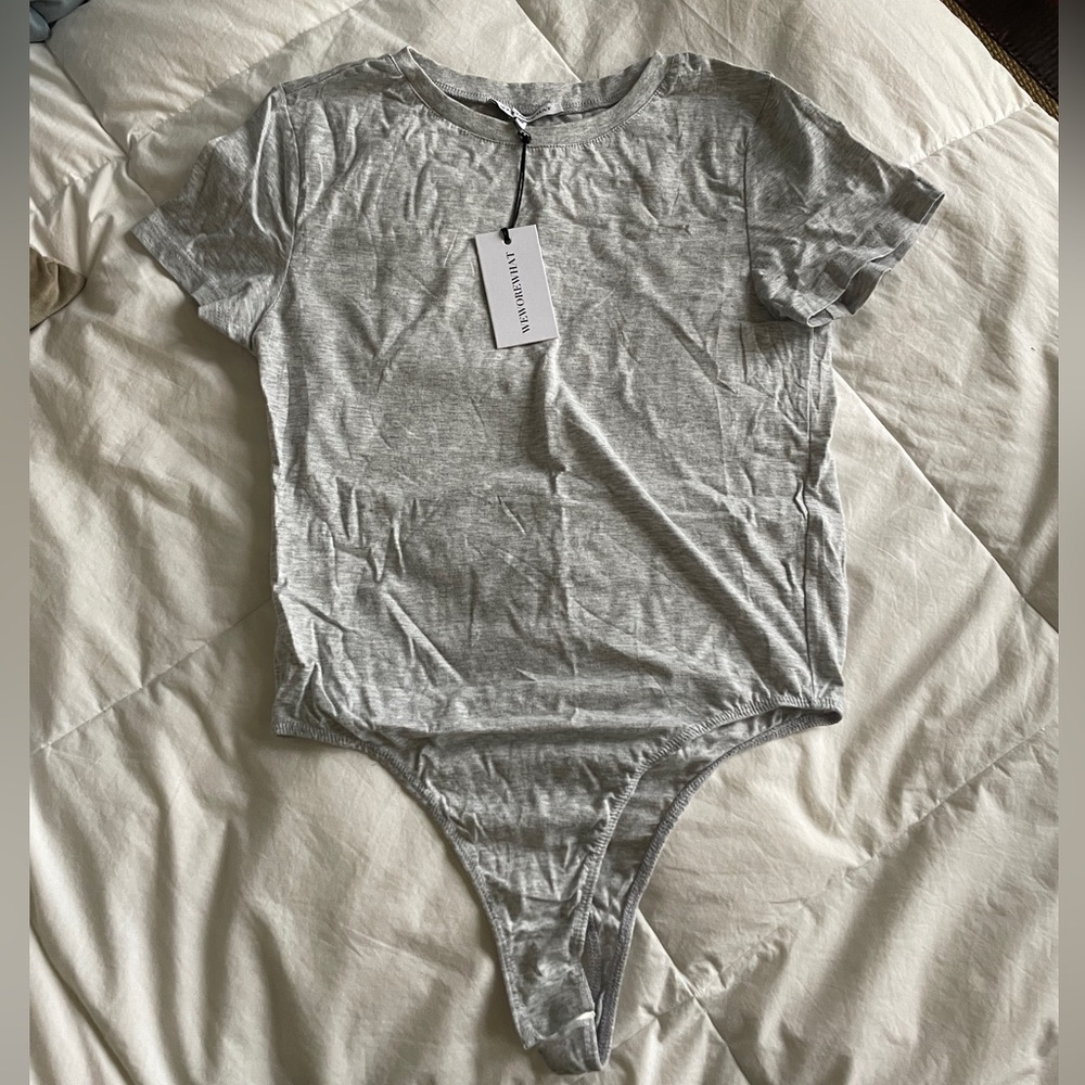 NWT We Wore What Grey cotton body suit
